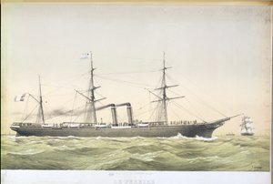Le paquebot transatlantique Le Pereire traversant de Le Havre à New York, vers 1860