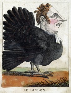 La dinde en caricature, étude de caractère « caractère volatile » - French School