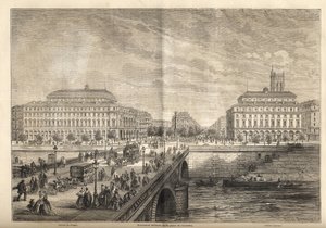 Les deux nouveaux théâtres de la Place du Châtelet à Paris en 1862 - Gravure de « Le Monde Illustré » 1862 - French School