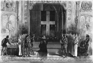 Représentation théâtrale : scène des cercueils dans "Lucrèce Borgia" de Victor Hugo (1802-1885). Paris, Théâtre de la Porte Saint-Martin - French School