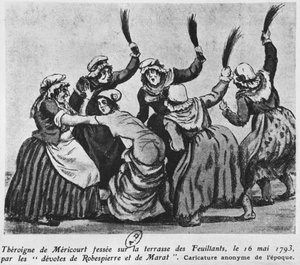 Théroigne de Méricourt fouettée par un groupe de femmes jacobines parisiennes, 16 mai 1793 - French School