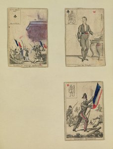 Trois cartes à jouer commémorant les héros de juillet 1830, 1831 - French School