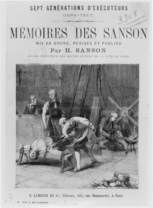 Page de titre de Mémoires des Sanson par H. Sanson, milieu du 19e siècle