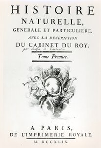 Page de titre de Histoire Naturelle, Générale et Particulière par Buffon, Paris, 1749