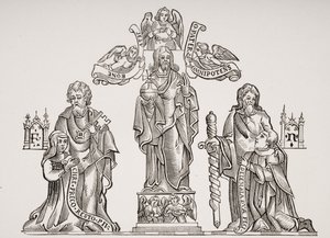 Décoration de tombeau représentant Nicolas Flamel (c.1330-c.1418) et sa femme Pernelle, d