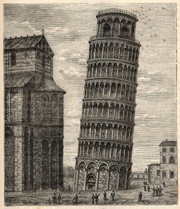 Tour de Pise - Torre di Pisa - Tour de Pise - Gravure dans « Sciences à la portée de tous - Physique et chimie populaires » par Alexis Clerc - Fin XIXe siècle - Collection privée