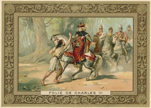 Carte commerciale représentant une attaque contre le roi Charles VI de France - French School