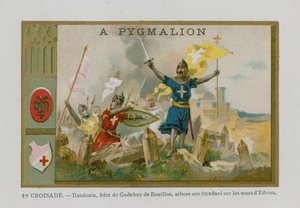 Carte de commerce avec une image de la Première Croisade