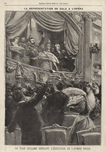 Le tsar Nicolas II de Russie acclamé par le public lors de l