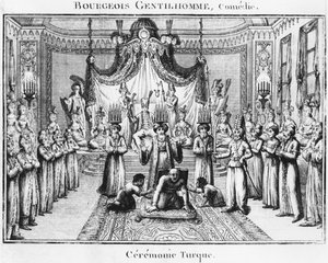 Cérémonie turque, illustration de Le Bourgeois Gentilhomme par Molière, édition 1801