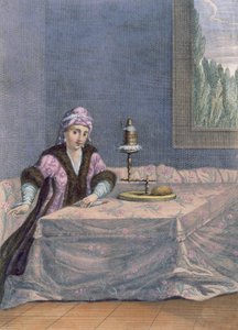 Femme turque filant du fil, vers 1708