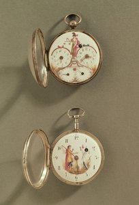 Deux montres de poche décorées de symboles révolutionnaires - French School