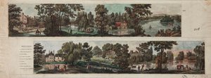 Deux vues du parc de Mortefontaine avec légendes (eau-forte avec aquarelle sur papier) - French School