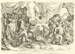 Une scène du poème des Niebelungen (gravure)