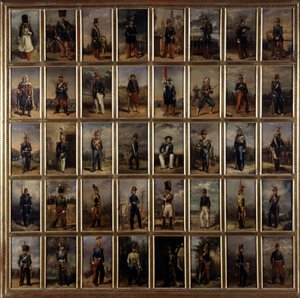 Uniforme du 1er et 2e Empire, peinture sur bois, fin 19e siècle