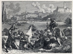 Guerre de Vendée (1793-1796) : les Vendéens, battus à la bataille de Cholet, retournent à la Loire le 18 octobre - French School