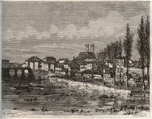 Verdun - Morbihan en Bretagne - gravure dans "La France illustrée" par V.A. Malt-Brown. 1884