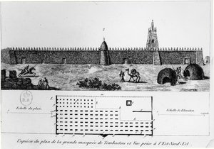 Vue et plan de la grande mosquée de Tombouctou, de Journal d
