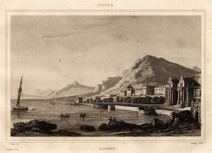 Vue de Palerme, Sicile, gravure par Storelli, dans « L