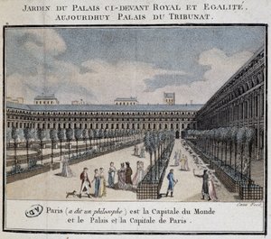 Vue du Palais Royal (Palais du Tribunat) avec jardin et promeneurs