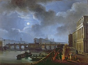 Vue de la Seine depuis la rive gauche, fin du XVIIIe siècle - French School