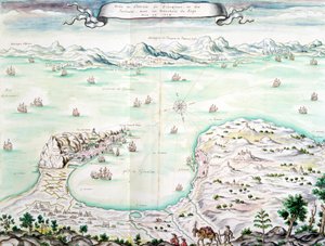 Vue du siège de Gibraltar en 1704 - French School