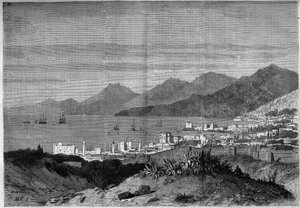 Vue de la ville de Beyrouth en 1860. Gravure dans "Le Monde Illustré" n°172 du 28 juillet 1860.