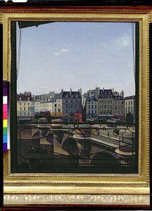 Vue de la nef avec des fenêtres rondes remplies - French School