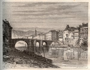 Villeneuve-sur-Lot - département de Lot-et-Garonne - gravure dans « La France illustrée : géographie, histoire, administration statistique » par V.A. Malt-Brown. 1884