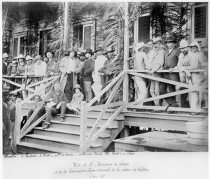 Visite du vicomte Ferdinand de Lesseps (1805-94) et de la Commission internationale pour la section Bulebra du canal de Panama, 1886