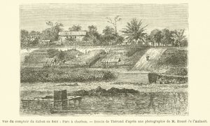Vue du comptoir du Gabon en 1861, Parc à charbon - French School