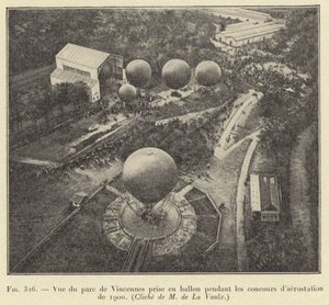 Vue du parc de Vincennes prise en ballon pendant les concours d