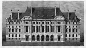 Vue extérieure des nouveaux bâtiments de la Sorbonne à Paris (façade principale) réalisée par Henri-Paul Nénot (1853-1934)