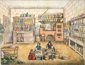 Cuisine rustique bien approvisionnée
