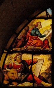 Fenêtre Charnier-2 représentant les Évangélistes avec le Miracle de l