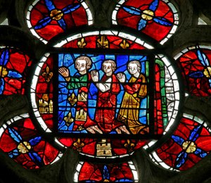 Fenêtre n°3 représentant un donateur - Alphonse de Poitiers et sa famille - French School