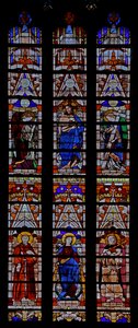 Fenêtre w0 représentant le Christ et cinq saints dont Sainte Hélène - French School