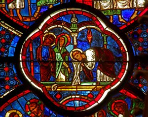 Fenêtre w0 représentant Saint Pierre, Saint Jacques et Saint Jean au Sépulcre de la Résurrection