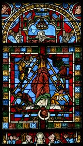 Fenêtre w0 représentant la crucifixion de Saint Pierre - French School