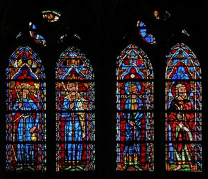 Fenêtre w103 représentant la Synagogue, Judith, les prophètes Osée et Joël - French School