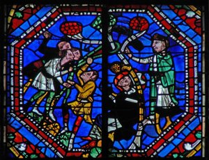 Fenêtre w104a représentant Saint Martin et le miracle du pin - French School
