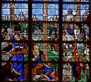 Fenêtre w11 représentant la Crucifixion (détail) - French School