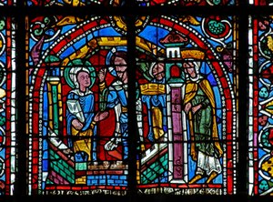 Fenêtre w125 représentant le Christ visitant Sainte Catherine en prison - French School