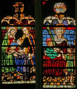 Fenêtre w132 représentant Marie Salomé? Sainte Anne, Marie et le Christ - French School