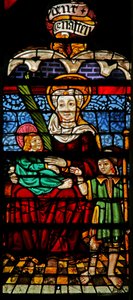 Fenêtre w132 représentant Sainte Anne, Marie et le Christ - French School