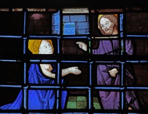 Fenêtre w13 représentant Sainte Barbe en prison avec le Christ