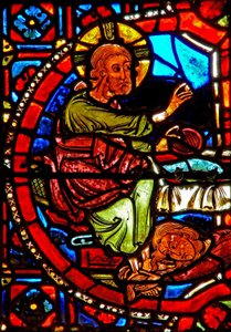 Une scène de la vie de Sainte Marie-Madeleine - la sainte lavant les pieds du Christ - French School