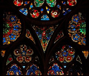 Fenêtre w17 représentant les lumières de la rosace avec du verre géométrique et décoratif - French School