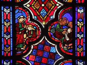 Fenêtre w1 représentant Jésus avec Marthe et Marie-Madeleine