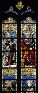 Vitrail w1 représentant Saint Thibault et Saint Jérôme